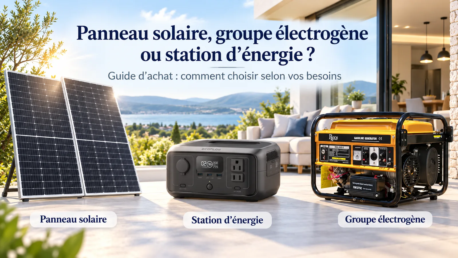 panneau solaire, groupe électrogène ou station d’énergie